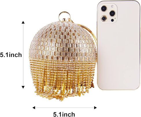 Lanpet المرأة الكرة المستديرة الكريستال مساء مخلب المحفظة شرابة حقائب حفلات الزفاف in Kuwait