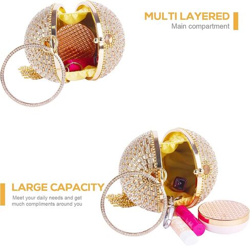 Lanpet المرأة الكرة المستديرة الكريستال مساء مخلب المحفظة شرابة حقائب حفلات الزفاف in Kuwait