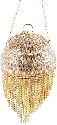 Lanpet المرأة الكرة المستديرة الكريستال مساء مخلب المحفظة شرابة حقائب حفلات الزفاف in Kuwait