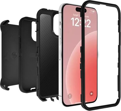حافظة بمشبك حزام متوافقة مع هاتف iPhone 15 Pro Max (6.7 بوصة)، غطاء متين للحماية من السقوط شديد التحمل ومقاوم للصدمات والغبار لهاتف iPhone 15 Pro Max (2023) in Saudi Arabia