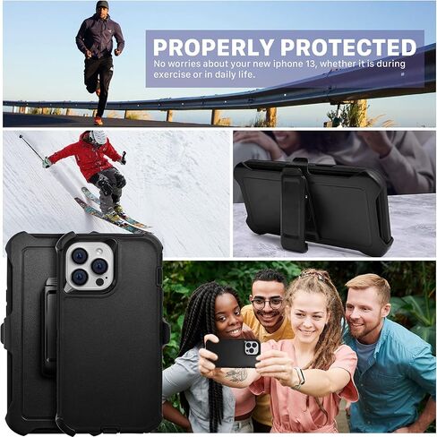 حافظة بمشبك حزام متوافقة مع هاتف iPhone 15 Pro Max (6.7 بوصة)، غطاء متين للحماية من السقوط شديد التحمل ومقاوم للصدمات والغبار لهاتف iPhone 15 Pro Max (2023) in Saudi Arabia