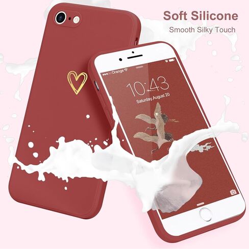 حافظة لهاتف iPhone SE 2022/2020، حافظة iPhone 8 iPhone 7 للنساء والفتيات، حافظة هاتف من السيليكون الناعم الواقي المقاوم للصدمات مع تصميم قلب لطيف، أزرق رمادي in Kuwait