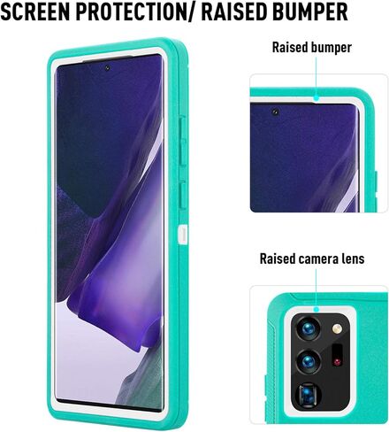 حافظة بمشبك حزام لهاتف Galaxy Note 20، حافظة متينة شديدة التحمل للحماية من السقوط، مقاومة للصدمات/السقوط/الغبار، غطاء متين من 3 طبقات لهاتف Samsung Galaxy Note 20 5G (أسود (مع مشبك حزام)) in Kuwait