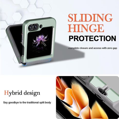 for Samsung Galaxy Z Flip 6 Case with Hinge Protection & Wireless Charging Dual Layerr Ultra Slim Hard Cover Built in TPU Soft Case Rugged Phone Case for Samsung Z Flip 6 (Black) in Saudi Arabia