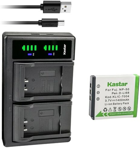 Kastar 3-Pack FNP-50 Battery and LTD2 USB Charger Replacement for Fujifilm FinePix F850EXR, FinePix F900EXR, FinePix REAL 3D W3, FinePix X10, FinePix X20, FinePix XP100, FinePix XP110, FinePix XP150 in Saudi Arabia