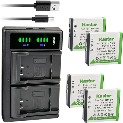 Kastar 3-Pack FNP-50 Battery and LTD2 USB Charger Replacement for Fujifilm FinePix F850EXR, FinePix F900EXR, FinePix REAL 3D W3, FinePix X10, FinePix X20, FinePix XP100, FinePix XP110, FinePix XP150 in Saudi Arabia