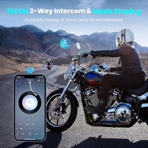 GEARELEC Motorcycle Helmet Bluetooth Headset【Deep Bass & Super-Noise-Reduction】Shark Pro Motorcycle Bluetooth Headset with Upgrade Hi-Fi Speakers, 2000M 8 Riders Motorcycle Intercom with Stereo Sound in Saudi Arabia