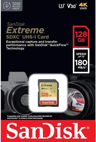SanDisk Extreme 128 GB Class 10/UHS-I (U3) V30 SDXC - 1 Pack in Saudi Arabia