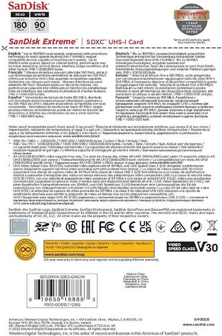 SanDisk Extreme 128 GB Class 10/UHS-I (U3) V30 SDXC - 1 Pack in Saudi Arabia