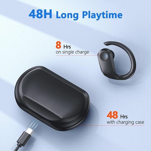 Wireless Earbuds Bluetooth Heaphones 48Hrs Playtime Ear Buds with Charging Case and LED Power Display IPX7 Waterproof Earphones for Sports Running Workout Laptop TV Black in Saudi Arabia