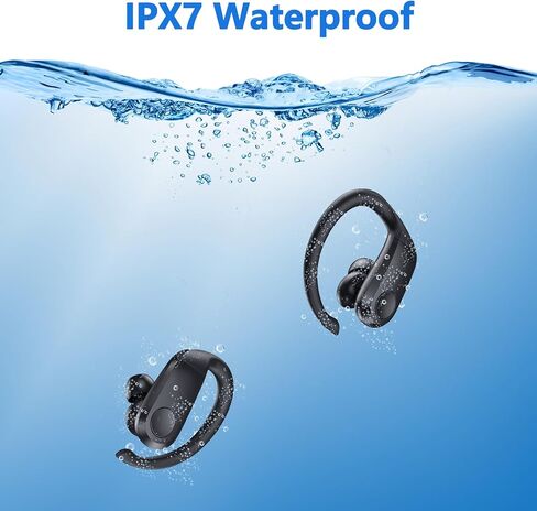 Wireless Earbuds Bluetooth Heaphones 48Hrs Playtime Ear Buds with Charging Case and LED Power Display IPX7 Waterproof Earphones for Sports Running Workout Laptop TV Black in Saudi Arabia