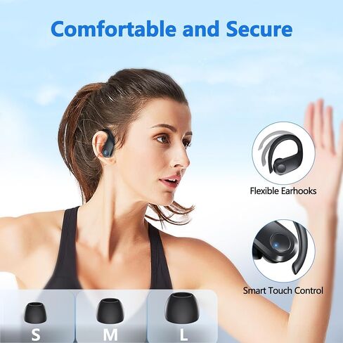 Wireless Earbuds Bluetooth Heaphones 48Hrs Playtime Ear Buds with Charging Case and LED Power Display IPX7 Waterproof Earphones for Sports Running Workout Laptop TV Black in Saudi Arabia