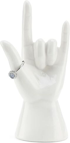 HOME SMILE حامل حلقة اليد - "Good Job""Thumb Up" علامة يد لغة الإشارة الأمريكية، تمثال مكتب منحوتة يد كلاسيكية، تمثال سيراميك 5.5 بوصة، هدايا عيد الميلاد للنساء أو الرجال in Kuwait