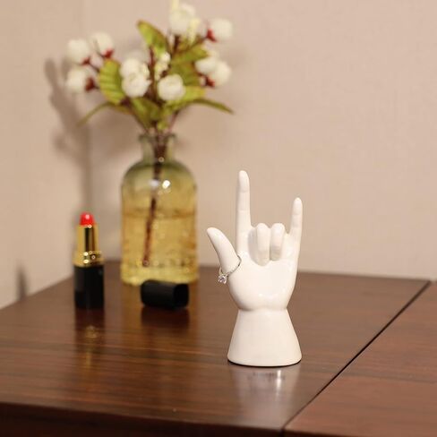 HOME SMILE حامل حلقة اليد - "Good Job""Thumb Up" علامة يد لغة الإشارة الأمريكية، تمثال مكتب منحوتة يد كلاسيكية، تمثال سيراميك 5.5 بوصة، هدايا عيد الميلاد للنساء أو الرجال in Kuwait