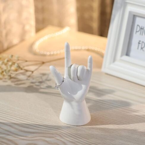 HOME SMILE حامل حلقة اليد - "Good Job""Thumb Up" علامة يد لغة الإشارة الأمريكية، تمثال مكتب منحوتة يد كلاسيكية، تمثال سيراميك 5.5 بوصة، هدايا عيد الميلاد للنساء أو الرجال in Kuwait