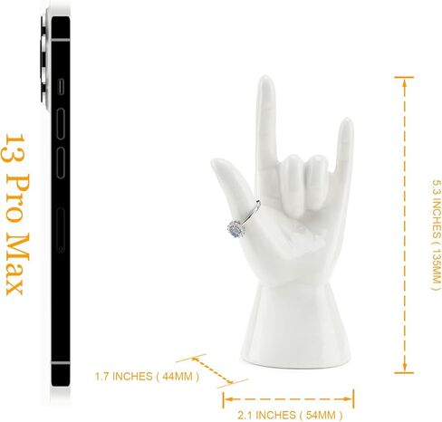 HOME SMILE حامل حلقة اليد - "Good Job""Thumb Up" علامة يد لغة الإشارة الأمريكية، تمثال مكتب منحوتة يد كلاسيكية، تمثال سيراميك 5.5 بوصة، هدايا عيد الميلاد للنساء أو الرجال in Kuwait