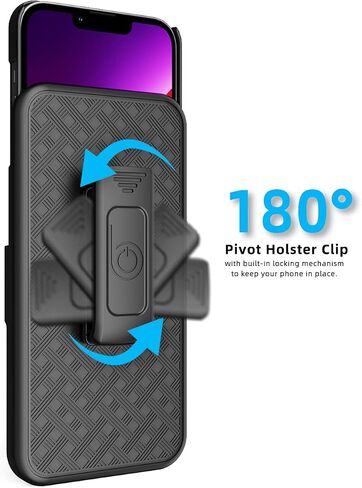 Combo Case with Belt Clip for iPhone 13 Pro Max, Super Slim Rubberized Protective Grip Case & Swivel Belt Clip Holster with Built-in Kickstand (Black) in Saudi Arabia
