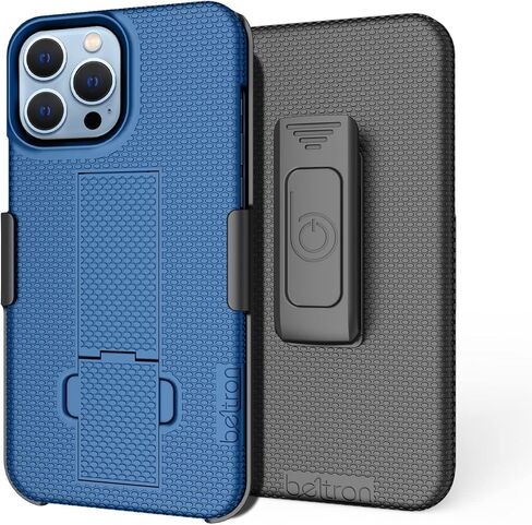 حافظة كومبو مع مشبك حزام لهاتف آيفون 13 برو ماكس، حافظة حماية مطاطية رفيعة للغاية وحافظة بمشبك حزام دوار مع مسند مدمج (أسود) in Kuwait