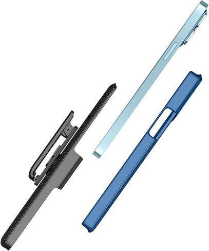 حافظة كومبو مع مشبك حزام لهاتف آيفون 13 برو ماكس، حافظة حماية مطاطية رفيعة للغاية وحافظة بمشبك حزام دوار مع مسند مدمج (أسود) in Kuwait