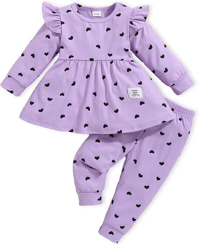 Baby Girls Clothes Toddler Girl Outfits Fall Infant WInter Ribbed Pants Set for 6 9 12 18 24 Months 2t 3t Girls in Kuwait