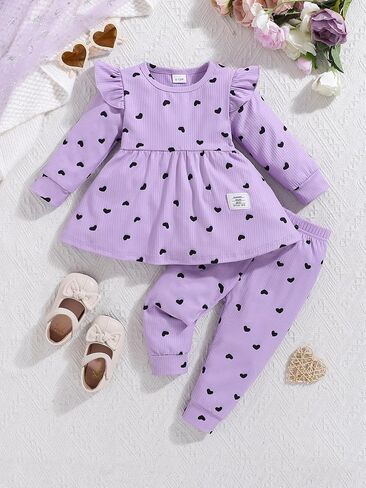 Baby Girls Clothes Toddler Girl Outfits Fall Infant WInter Ribbed Pants Set for 6 9 12 18 24 Months 2t 3t Girls in Kuwait