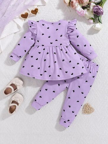 Baby Girls Clothes Toddler Girl Outfits Fall Infant WInter Ribbed Pants Set for 6 9 12 18 24 Months 2t 3t Girls in Kuwait