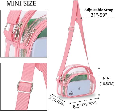 Higuyst Mini Clear Purse Stadium Approved, Small Clear Bags for Concert Festival Sports Events - Semicircular Black in Saudi Arabia