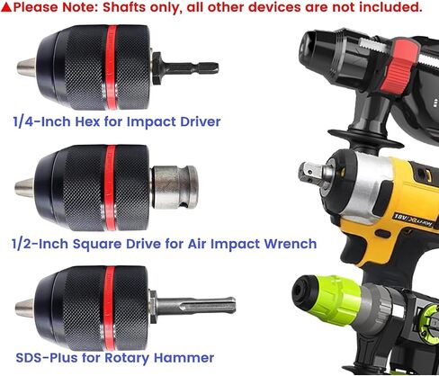 ظرف مثقاب 2-13 مم مع ساق SDS-Plus 1/4 بوصة ساق سداسية 1/2 بوصة محول مفتاح ربط مربع لـ Dewalt/Milwaukee/Makita/Bosch/Ryobi/Black Decker Impact Driver، مثقاب كهربائي، مثقاب مطرقة in Saudi Arabia