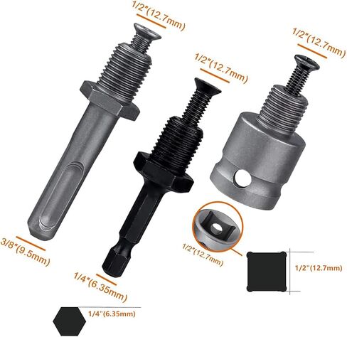 ظرف مثقاب 2-13 مم مع ساق SDS-Plus 1/4 بوصة ساق سداسية 1/2 بوصة محول مفتاح ربط مربع لـ Dewalt/Milwaukee/Makita/Bosch/Ryobi/Black Decker Impact Driver، مثقاب كهربائي، مثقاب مطرقة in Saudi Arabia