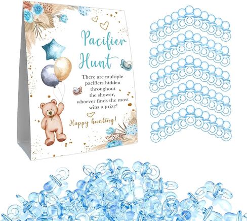 لعبة استحمام الطفل Pacifier Hunt، مجموعة لهايات صغيرة لألعاب استحمام الطفل، 50 قطعة لهايات أطفال صغيرة بنية اللون لكشف جنس الطفل، لهايات بلاستيكية لعبة استحمام للأطفال 5 * 7 بوصات in Kuwait