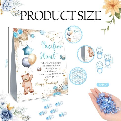 لعبة استحمام الطفل Pacifier Hunt، مجموعة لهايات صغيرة لألعاب استحمام الطفل، 50 قطعة لهايات أطفال صغيرة بنية اللون لكشف جنس الطفل، لهايات بلاستيكية لعبة استحمام للأطفال 5 * 7 بوصات in Kuwait