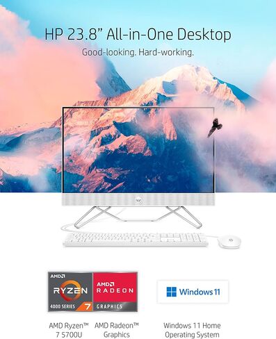 كمبيوتر مكتبي HP الكل في واحد بشاشة لمس 27 بوصة - ترخيص مدى الحياة لـ Office 2021، Intel Ultra 7-155U، ذاكرة الوصول العشوائي DDR5 سعة 16 جيجابايت، 1 تيرابايت SSD، ارتفاع قابل للتعديل، WiFi 6، كاميرا ويب عالية الدقة Windows 11 Pro، أبيض in Saudi Arabia