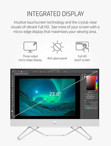 كمبيوتر مكتبي HP الكل في واحد بشاشة لمس 27 بوصة - ترخيص مدى الحياة لـ Office 2021، Intel Ultra 7-155U، ذاكرة الوصول العشوائي DDR5 سعة 16 جيجابايت، 1 تيرابايت SSD، ارتفاع قابل للتعديل، WiFi 6، كاميرا ويب عالية الدقة Windows 11 Pro، أبيض in Saudi Arabia