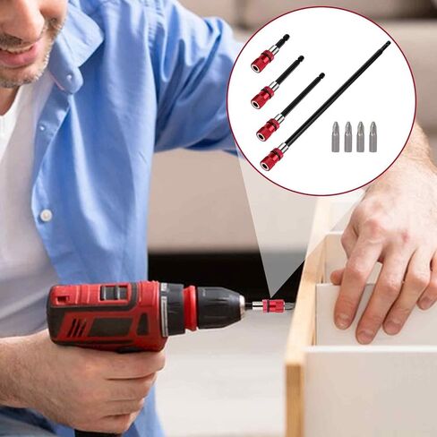 4 PCS Drill Extension Bit Holder, Magnetic Drill Screwdriver Bit Holder Bar 1/4 Hex Shank Extension for Drill Bits Quick Release Bit Holder for Impact Driver Screw Nut Drill 2" 4" 6"12" in Saudi Arabia