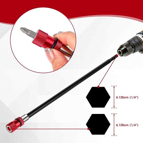 4 PCS Drill Extension Bit Holder, Magnetic Drill Screwdriver Bit Holder Bar 1/4 Hex Shank Extension for Drill Bits Quick Release Bit Holder for Impact Driver Screw Nut Drill 2" 4" 6"12" in Saudi Arabia