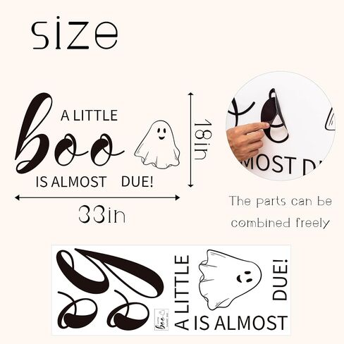 a Little Boo is Almost Due Decal-Baby Shower Decorations Baby Shower Party Decorations,Party Photography Background Decals,Gender Reveal Party Decorations (Black a Little Boo) in Kuwait