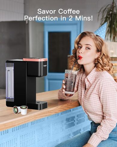 Tastyle Iced Coffee Maker, Single Serve Coffee Machine for K Cup & Ground Coffee, with Removable 40 oz. Water Reservoir, One Cup Coffee Brewer for Home, Office, RV and Dorm, White in Saudi Arabia