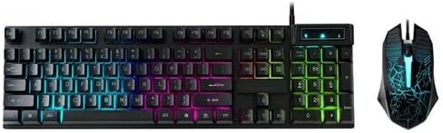 Gaming Keyboard and Mouse Combo, 104 Keys, 7 Colorful Backlight Modes, Black in Saudi Arabia