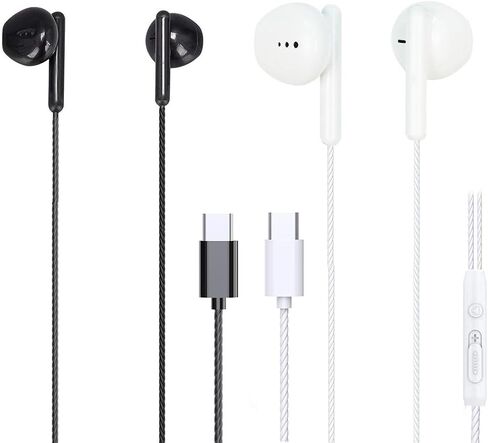 2 Pack USB C Headphones, USB C Earbuds in-Ear Wired Headphones with Microphone & Remote Noise Cancelling Wired Type C Earphones Compatible with iPhone 15 iPad Pro Samsung Galaxy S21 Ultra S20 S22 in Saudi Arabia