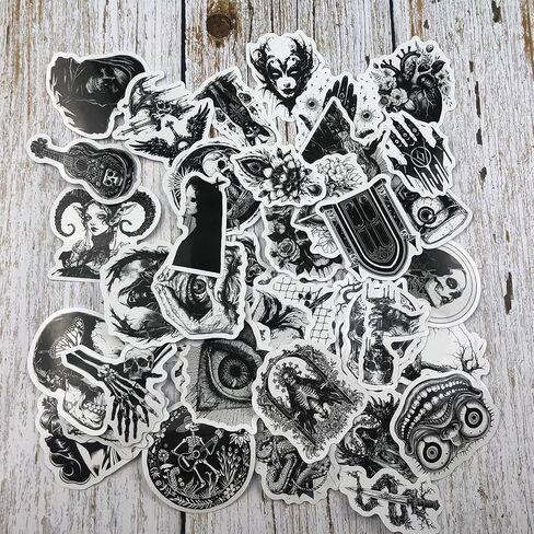 Bomichi 94 قطعة ملصقات جمالية داكنة لليوميات، ملصق ملصق جرعة الصيدلة ملصقات أثرية عتيقة باللون الأسود لسجل القصاصات Ephemera Junk Journal DIY Crafts in Kuwait