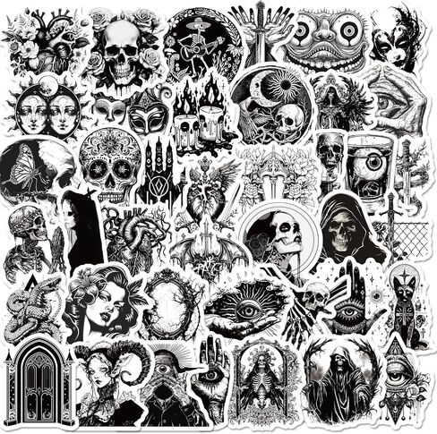 Bomichi 94 قطعة ملصقات جمالية داكنة لليوميات، ملصق ملصق جرعة الصيدلة ملصقات أثرية عتيقة باللون الأسود لسجل القصاصات Ephemera Junk Journal DIY Crafts in Kuwait