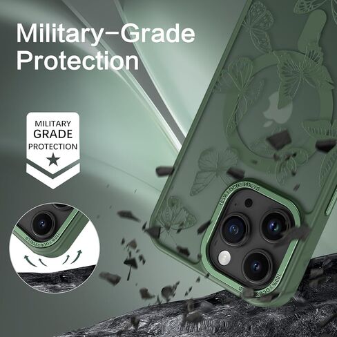 حافظة BENTOBEN لهاتف iPhone 15 Pro، حافظة مغناطيسية بنمط فراشة لطيفة لهاتف iPhone 15 Pro [متوافقة مع MagSafe] حافظة واقية شفافة غير لامعة للنساء والفتيات لهاتف iPhone 15 Pro 6.1 بوصة، أسود in Kuwait