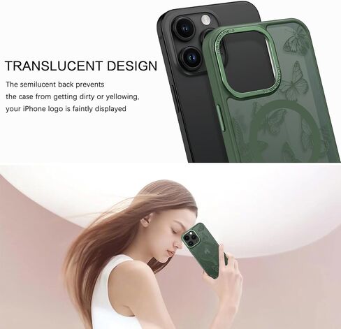 حافظة BENTOBEN لهاتف iPhone 15 Pro، حافظة مغناطيسية بنمط فراشة لطيفة لهاتف iPhone 15 Pro [متوافقة مع MagSafe] حافظة واقية شفافة غير لامعة للنساء والفتيات لهاتف iPhone 15 Pro 6.1 بوصة، أسود in Kuwait