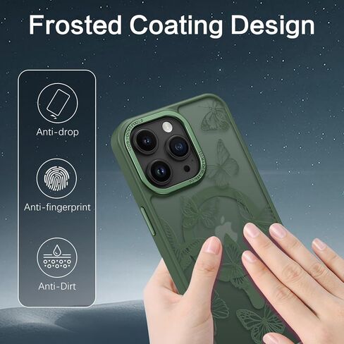 حافظة BENTOBEN لهاتف iPhone 15 Pro، حافظة مغناطيسية بنمط فراشة لطيفة لهاتف iPhone 15 Pro [متوافقة مع MagSafe] حافظة واقية شفافة غير لامعة للنساء والفتيات لهاتف iPhone 15 Pro 6.1 بوصة، أسود in Kuwait