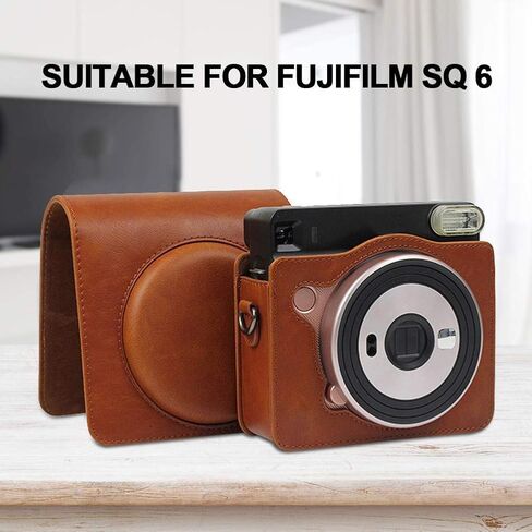 Camera Bag, PU Leather Protective Case Bag with Shoulder Strap for Fujifilm SQ6 Camera(Brown) in Saudi Arabia
