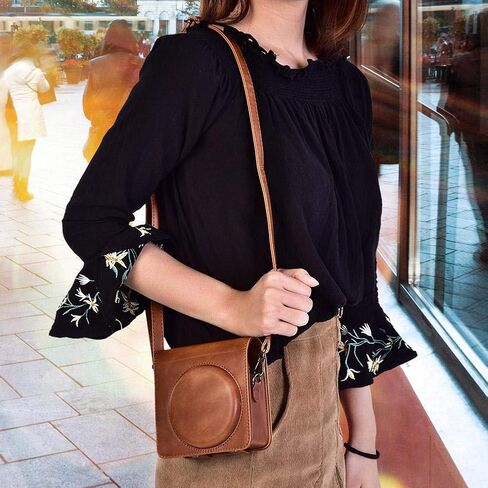 Camera Bag, PU Leather Protective Case Bag with Shoulder Strap for Fujifilm SQ6 Camera(Brown) in Saudi Arabia