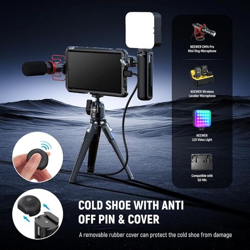 NEEWER Quick Release Bluetooth Side Handle with Remote Shutter Release, Clamp, Anti Off Cold Shoe for NEEWER 2nd Gen Phone Cage for 15 Pro, 15 Pro Max, S24 Ultra, PA005E, Silver Lock in Saudi Arabia