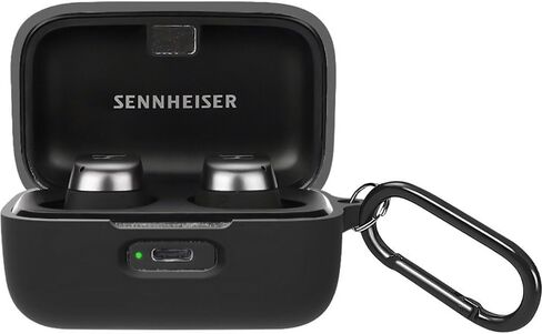 SaharaCase Venture Series Silicone Case for Sennheiser Momentum True Wireless 4 Headphones - Ergonomic Closed Design, Triple Silicone Material Composition, Carabiner Clip - Black in Saudi Arabia