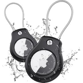 AirTag Keychain Holder- 2 Pack, Waterproof Air Tag Lock Case, compatible with Apple AirTags, Ultra Secure Apple Tag case, for Luggage, Key Ring Key Chain Luggage tag Backpack& More