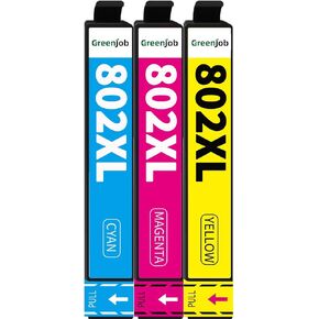 802XL Remanufactured Ink Cartridges Replacement for Epson 802 Ink Cartridges Color 802 XL T802 T802XL for WF-4720 WF-4730 WF-4734 WF-4740 EC-4040 EC-4030 EC-4020 Printer (C/M/Y, 3 Pack)